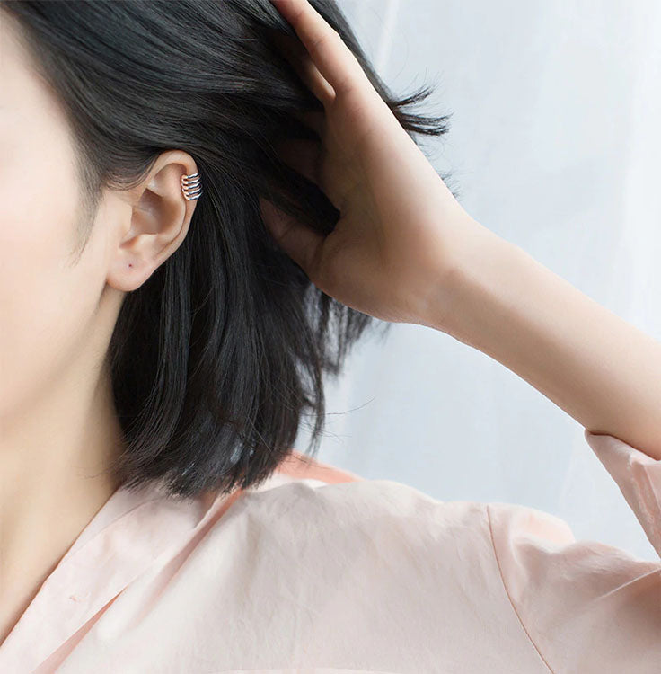 925 Sterling Silver Rose Simple Line Clip Earrings 925 Sterling Silver Rose Simple Line Clip Earrings