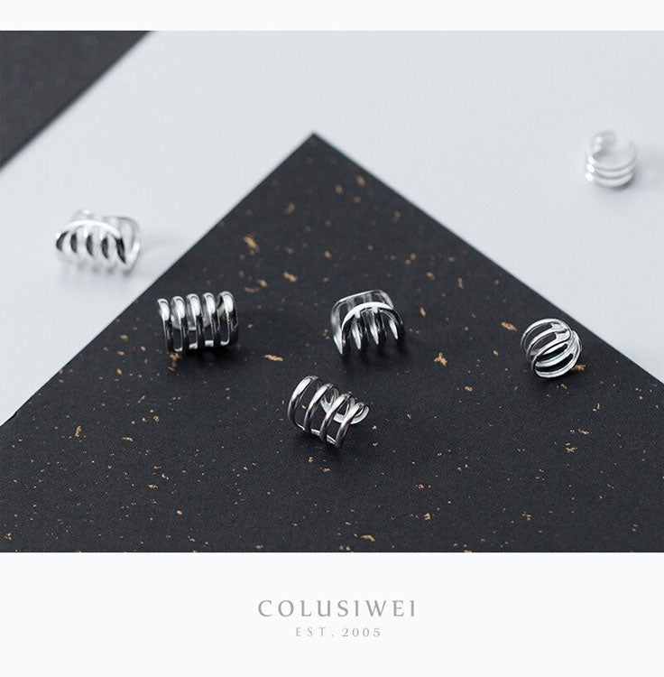 925 Sterling Silver Rose Simple Line Clip Earrings 925 Sterling Silver Rose Simple Line Clip Earrings