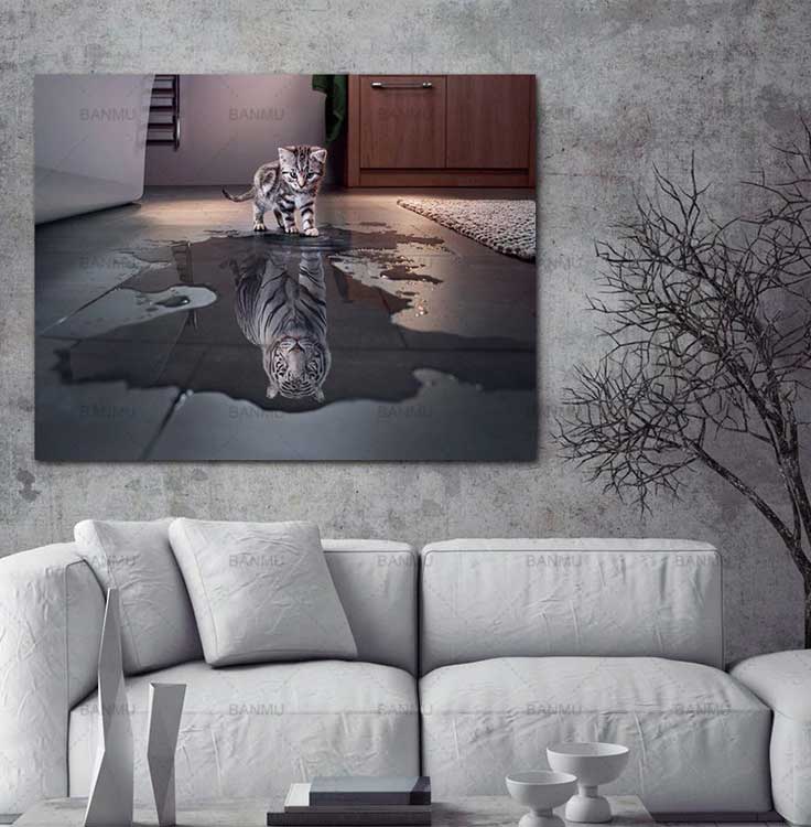 Cat and Tiger Pictures Paintings Canvas Wall Art Painting Decor Cat and Tiger Pictures Paintings Canvas Wall Art Painting Decor