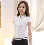 Women Chiffon Shirt Elegant Solid Color Short Sleeve Women Tops Blusas Women Chiffon Shirt Elegant Solid Color Short Sleeve Women Tops Blusas