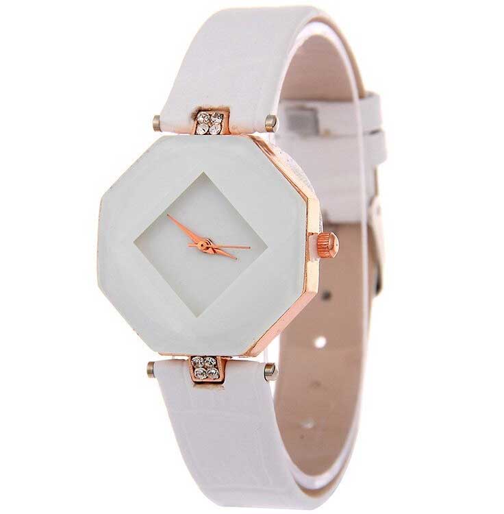 Gem Cut Geometry Crystal Leather Quartz Wristwatch Fashion Dress Gem Cut Geometry Crystal Leather Quartz Wristwatch Fashion Dress