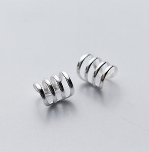 925 Sterling Silver Rose Simple Line Clip Earrings